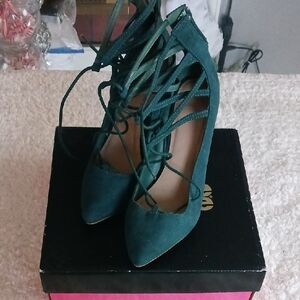 Charlotte Russe Teal Lace-Up Heels